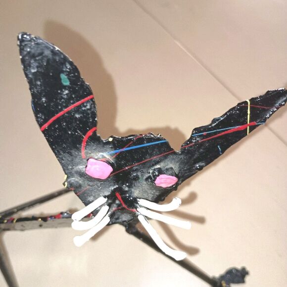 Vintage Metal Cat And Mouse One Of A Kind Handmade Painted Set Folk Art READ - Picture 3 of 12